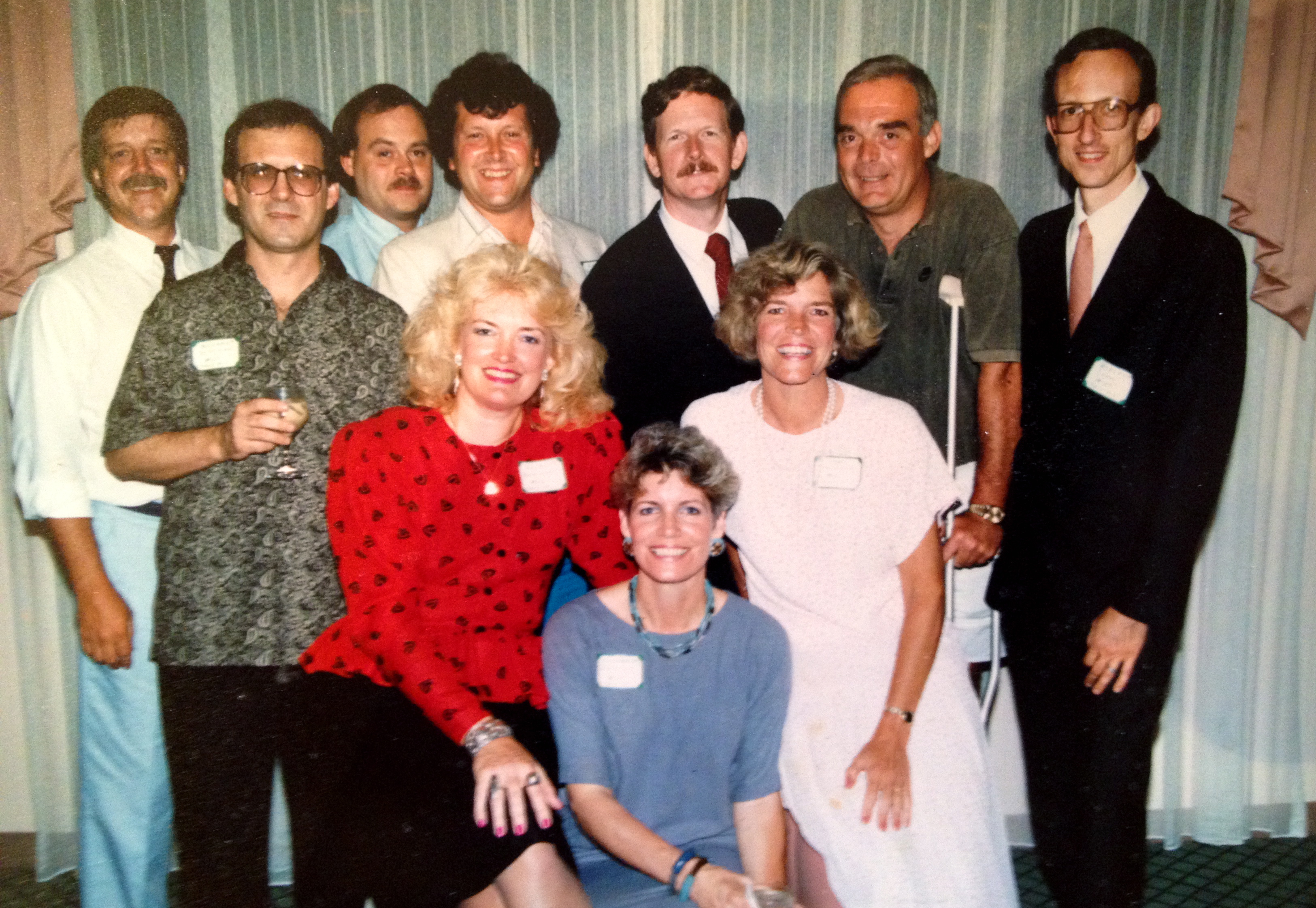 Back row: Chip?, Richard Dittman, Rob Gwillim, David Dittman, Gwillim Law, Thomas E. (Teg) Gwillim, Steven Law. Front: Ellen Buckman, Elizabeth Gwillim, Joan Gwillim
